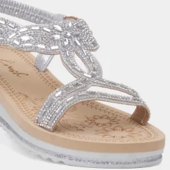 Krush Ana Womens Silver Diamante Sandal