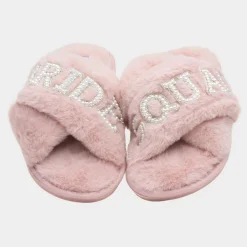 Krush Bride Squad Womens Pink Fluffy Slipper