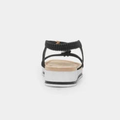 Krush Ciara Womens Black Wedge Diamante Sandal