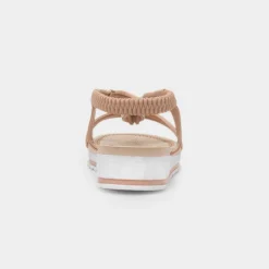 Krush Ciara Womens Nude Wedge Diamante Sandal