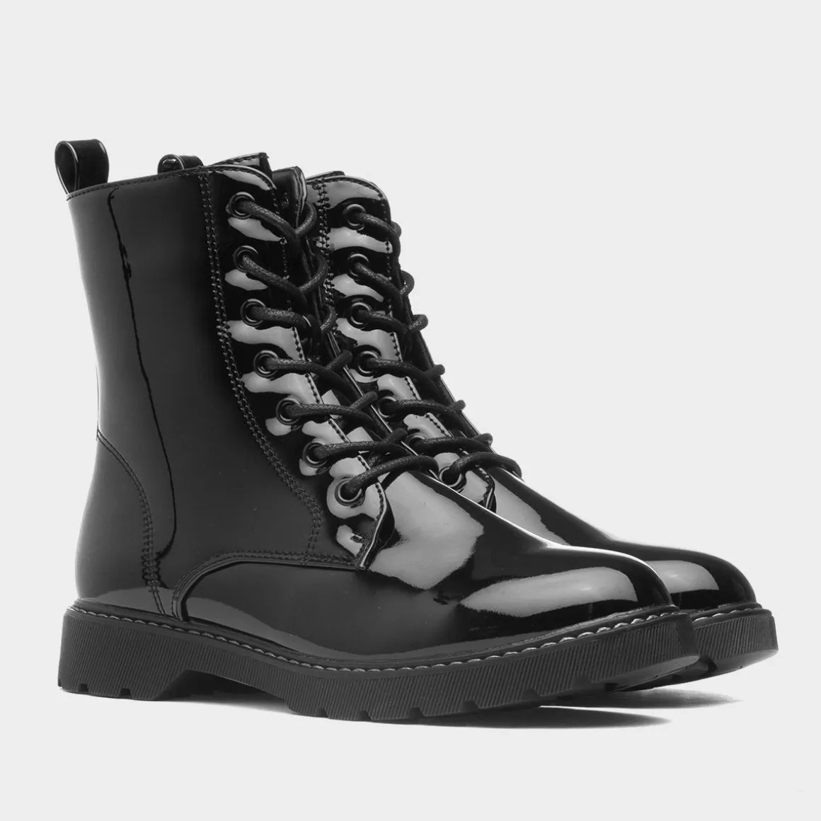Krush Claire Womens Black Patent Ankle Boot