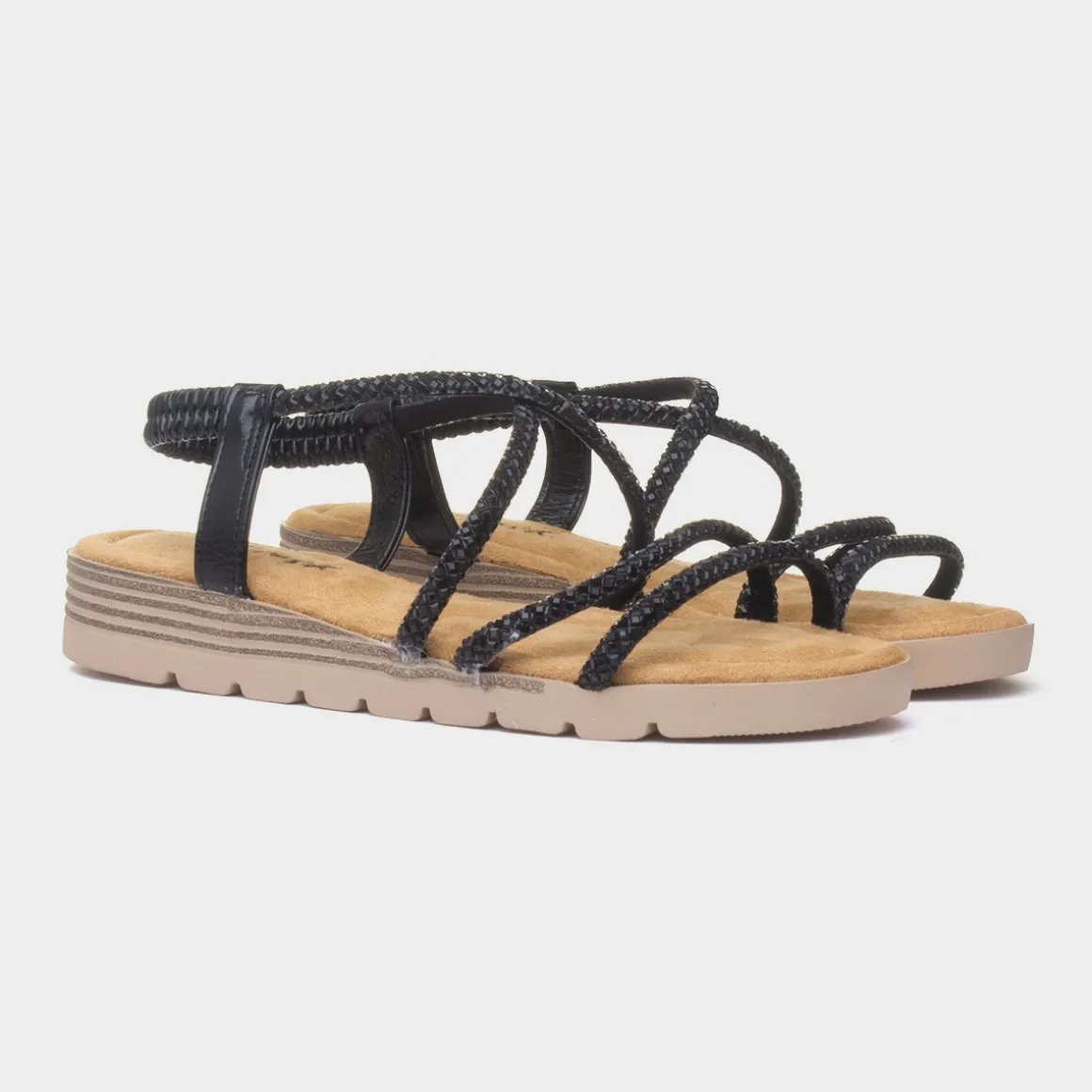 Krush Erica Womens Black Strappy Sandal
