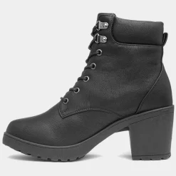 Krush Juliette Womens Black Lace Up Heeled Boot