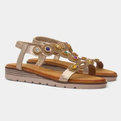 Krush Kaitlin Womens Gold Gem Sandal