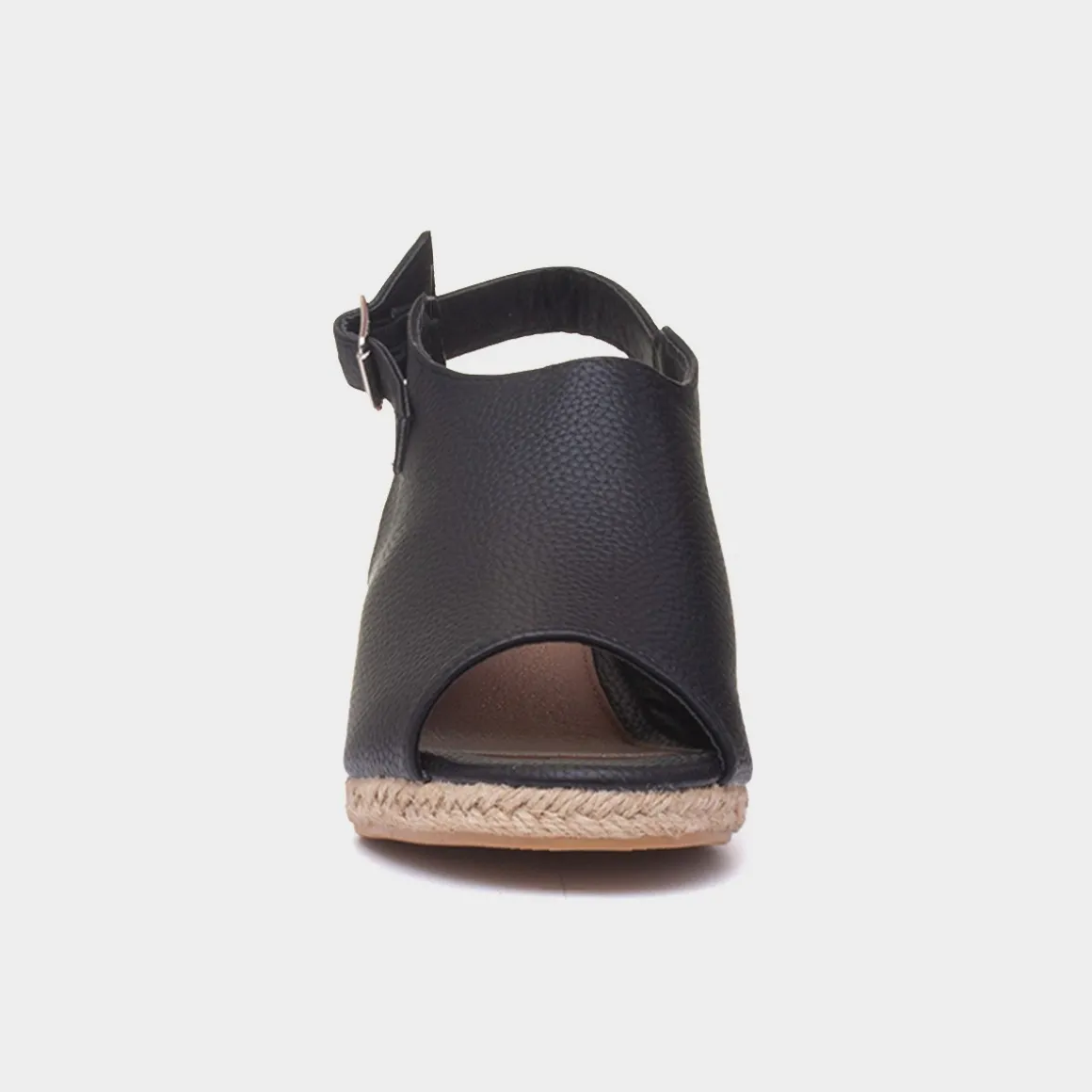 Krush Kerrie Womens Black Peep Toe Wedge Sandal