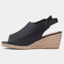 Krush Kerrie Womens Black Peep Toe Wedge Sandal