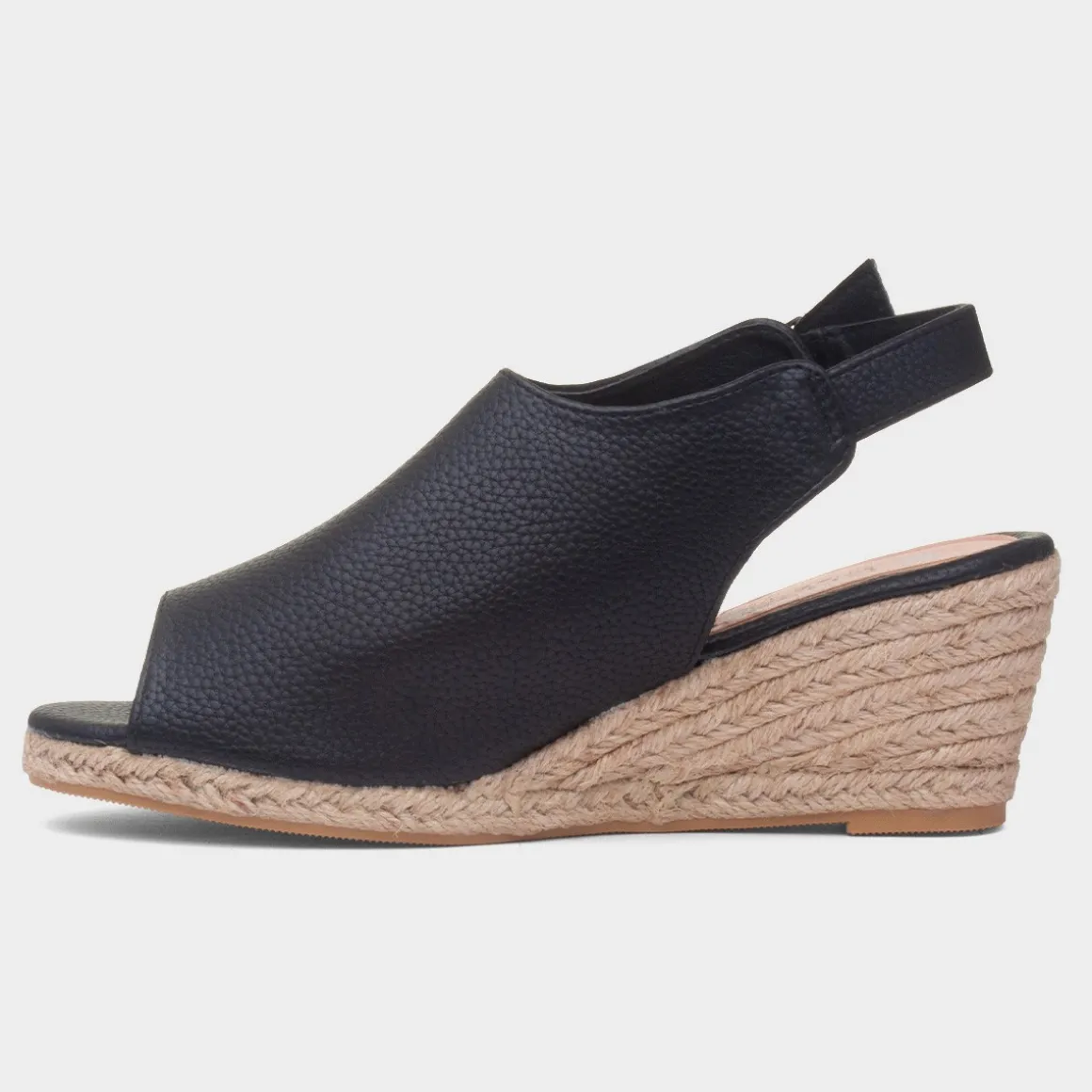 Krush Kerrie Womens Black Peep Toe Wedge Sandal