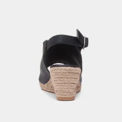Krush Kerrie Womens Black Peep Toe Wedge Sandal