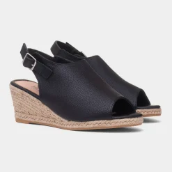 Krush Kerrie Womens Black Peep Toe Wedge Sandal