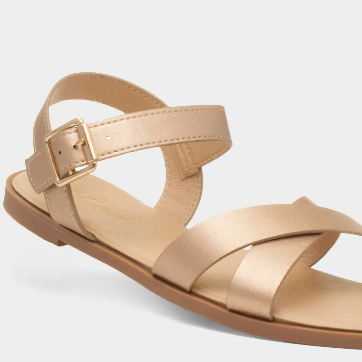Krush Lottie Womens Rose Gold Wider Fit Sandal