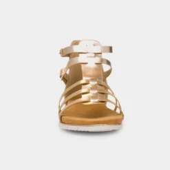 Krush Lynn Womens Gold Gladiator Sandal