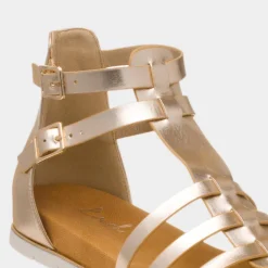 Krush Lynn Womens Gold Gladiator Sandal