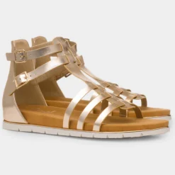 Krush Lynn Womens Gold Gladiator Sandal