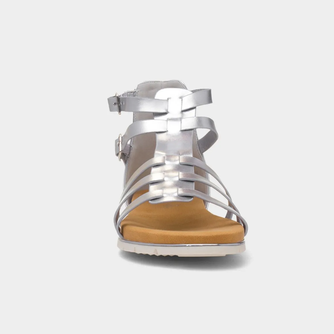 Krush Lynn Womens Silver Gladiator Sandal