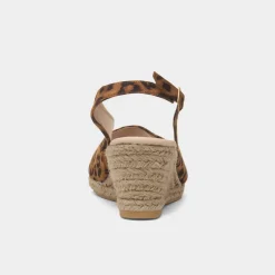 Krush Mae Womens Tan Leopard Wedge Sandal