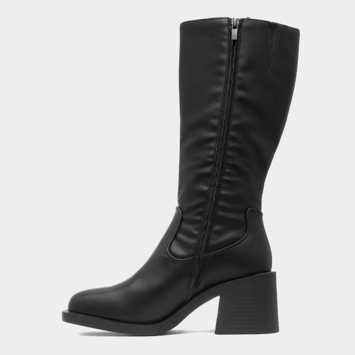 Krush Michelle Womens Black Block Heel Calf Boot