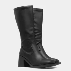 Krush Michelle Womens Black Block Heel Calf Boot