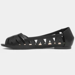 Krush Renee Womens Black Open Toe Ballerina