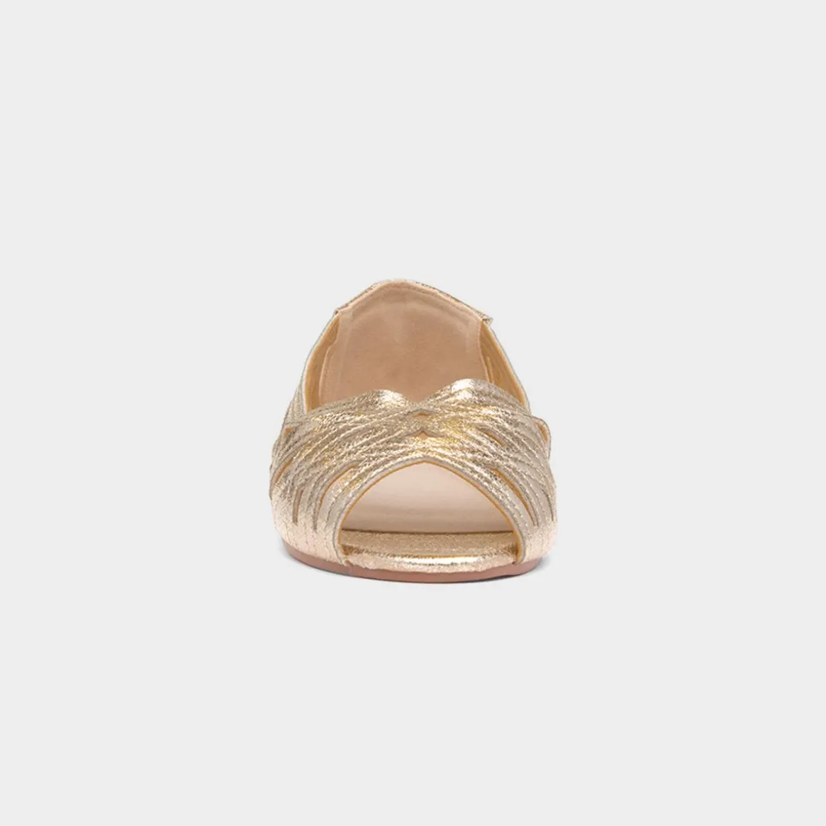 Krush Renee Womens Gold Open Toe Ballerina
