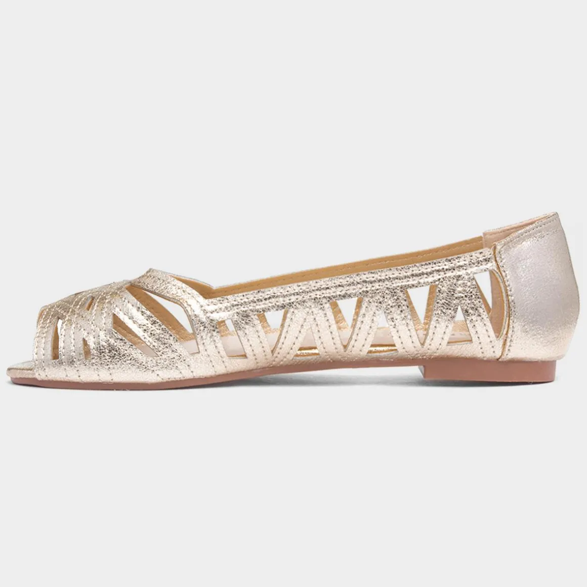 Krush Renee Womens Gold Open Toe Ballerina