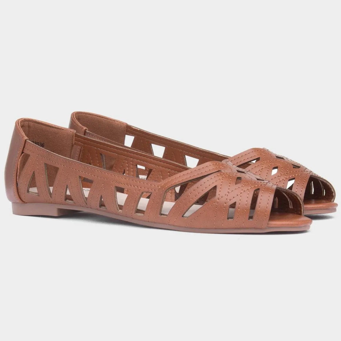 Krush Renee Womens Tan Open Toe Ballerina