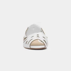Krush Renee Womens White Open Toe Ballerina