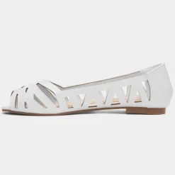 Krush Renee Womens White Open Toe Ballerina