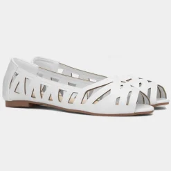 Krush Renee Womens White Open Toe Ballerina