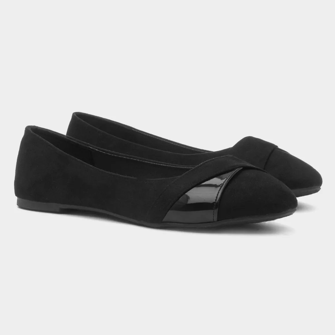 Krush Roxxi Womens Black Wider Fitting Ballerina