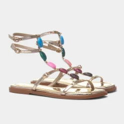 Krush Sandy Womens Gold Strappy Sandal