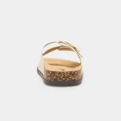 Krush Tara Womens Cream Double Buckle Sandal
