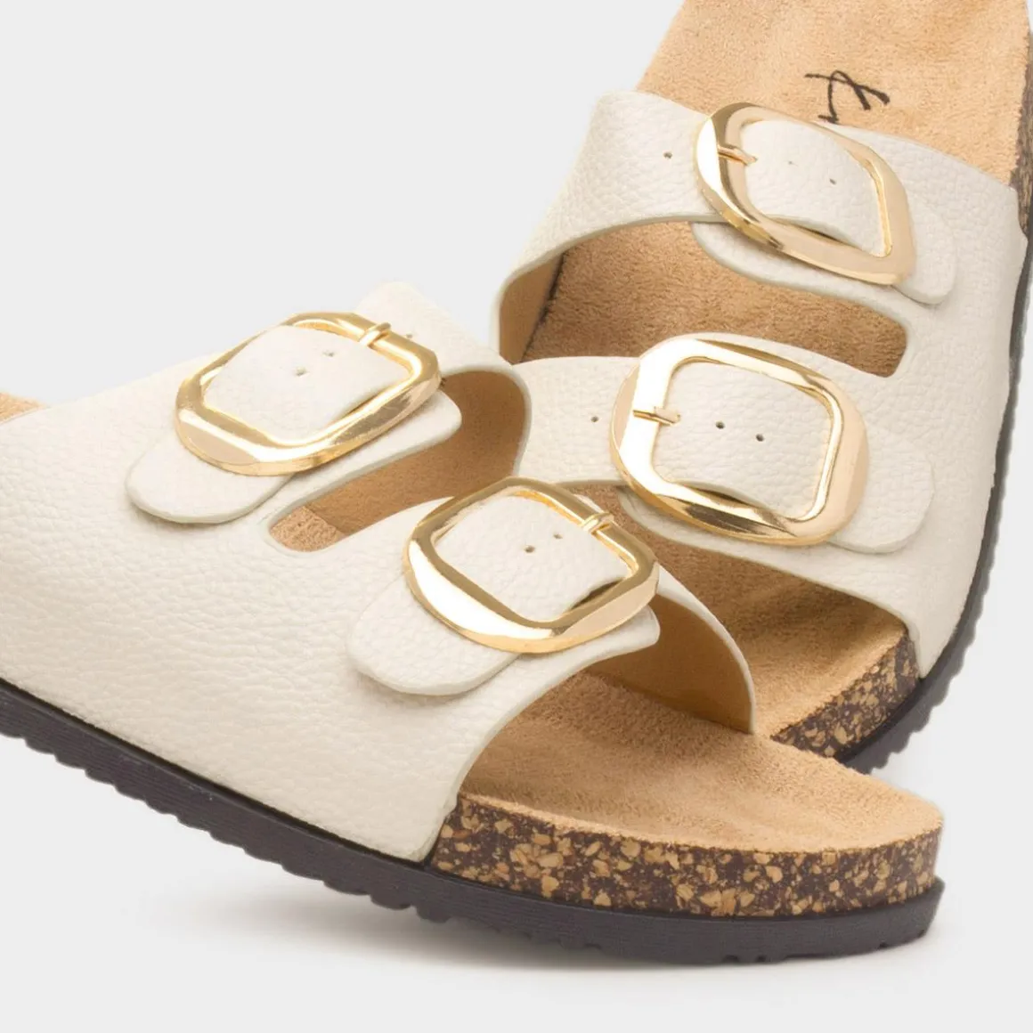 Krush Tara Womens Cream Double Buckle Sandal