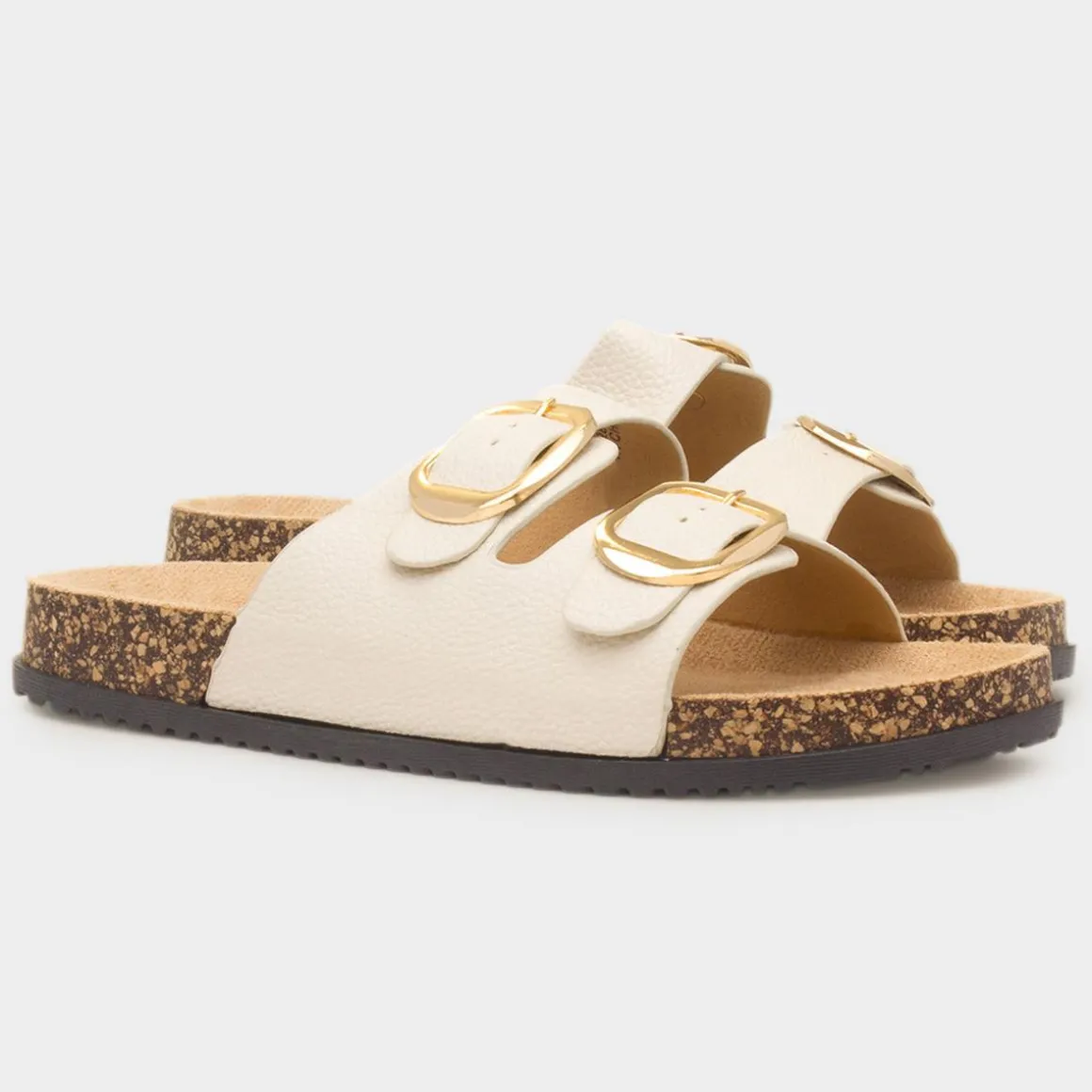 Krush Tara Womens Cream Double Buckle Sandal