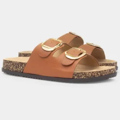 Krush Tara Womens Tan Double Buckle Sandal