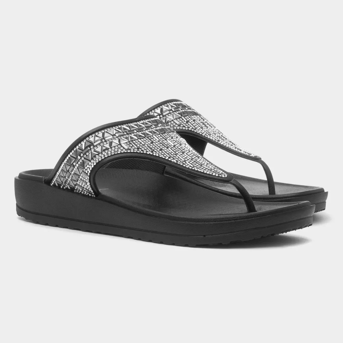 Krush Victoria Womens Black Toe Post Sandal
