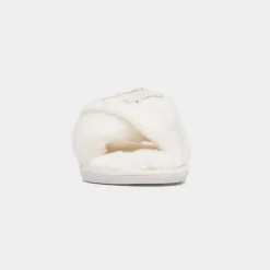 Krush Wifey Womens Cream Fluffy Slipper