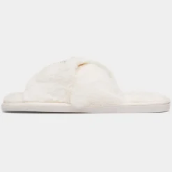Krush Wifey Womens Cream Fluffy Slipper