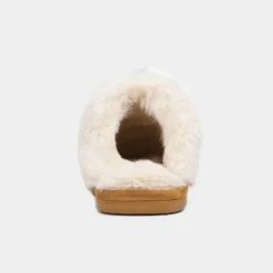 Krush Womens Chestnut Faux Fur Lined Mule Slipper