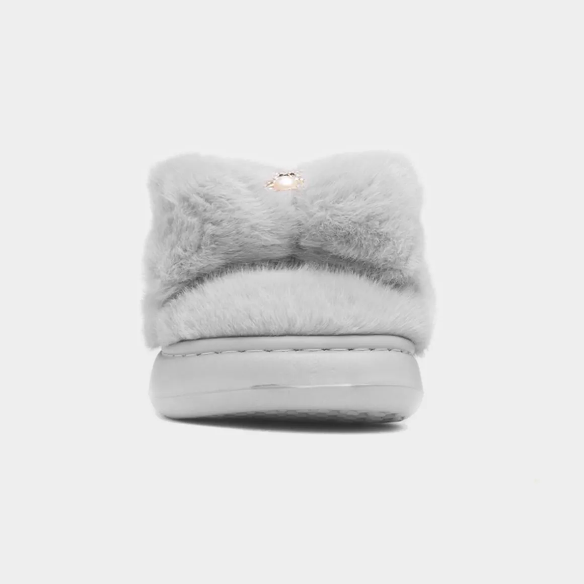 Krush Womens Grey Teddy Bear Mule Slipper