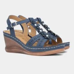 Lilley & Skinner Barbuda Womens Blue Wedge Sandal