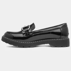 Lilley Amy Womens Black Patent Loafer Shoe