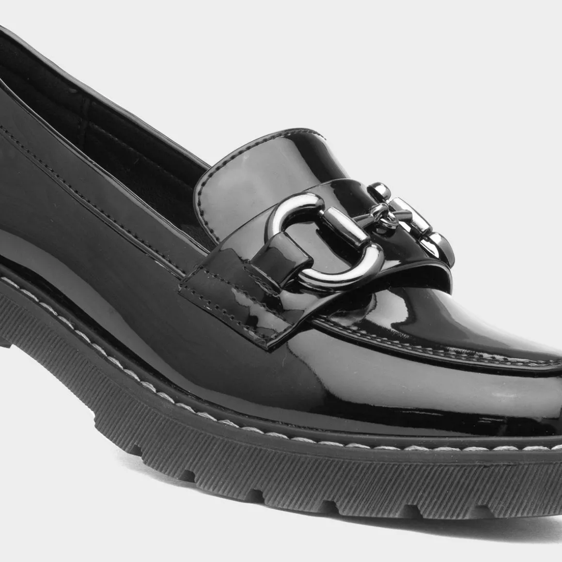 Lilley Amy Womens Black Patent Loafer Shoe