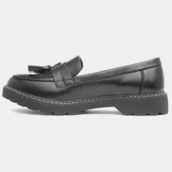 Lilley Angel Womens Black Tassel Loafer
