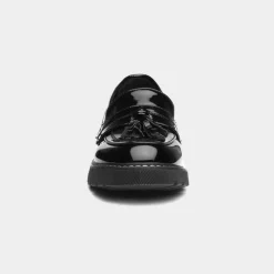 Lilley Angel Womens Black Patent Tassel Loafer