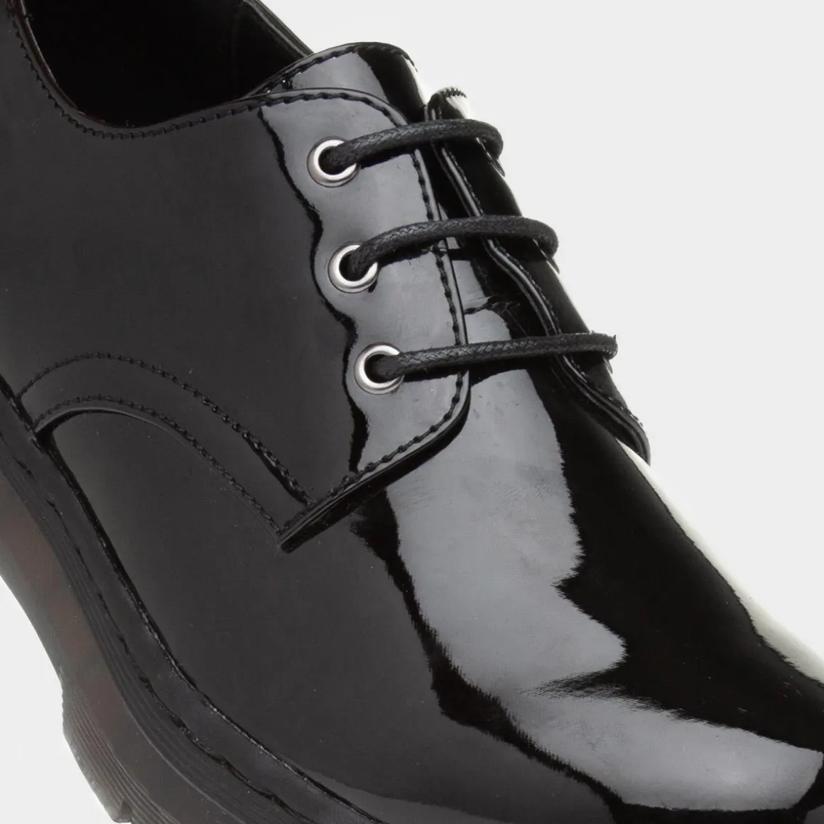 Lilley Ashley Womens Black Patent Lace Up Shoe