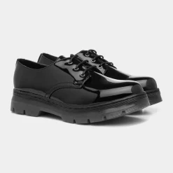 Lilley Ashley Womens Black Patent Lace Up Shoe