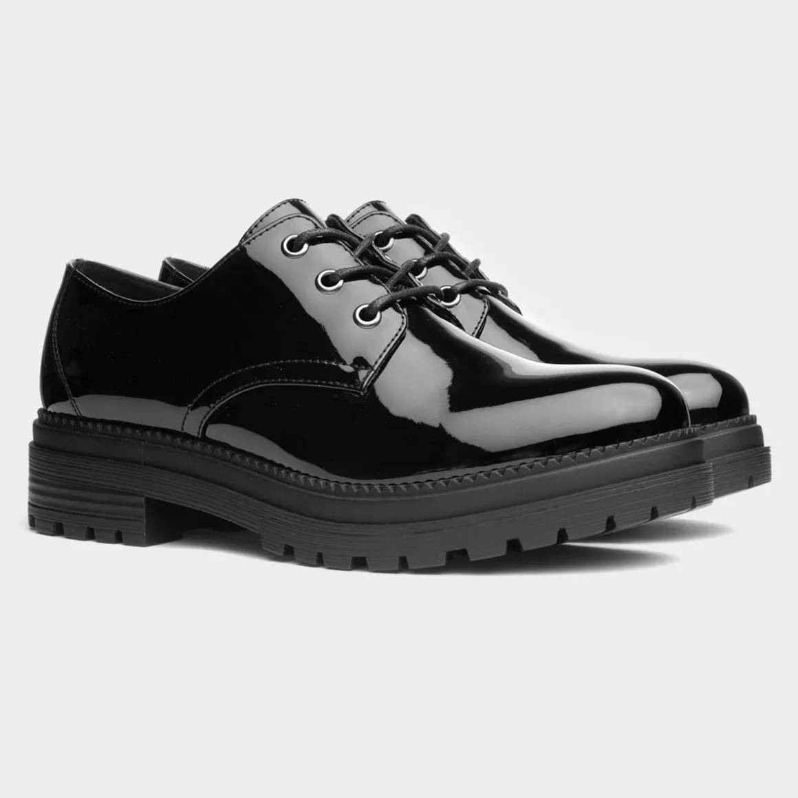 Lilley Audrey Womens Patent Lace Up Shoe