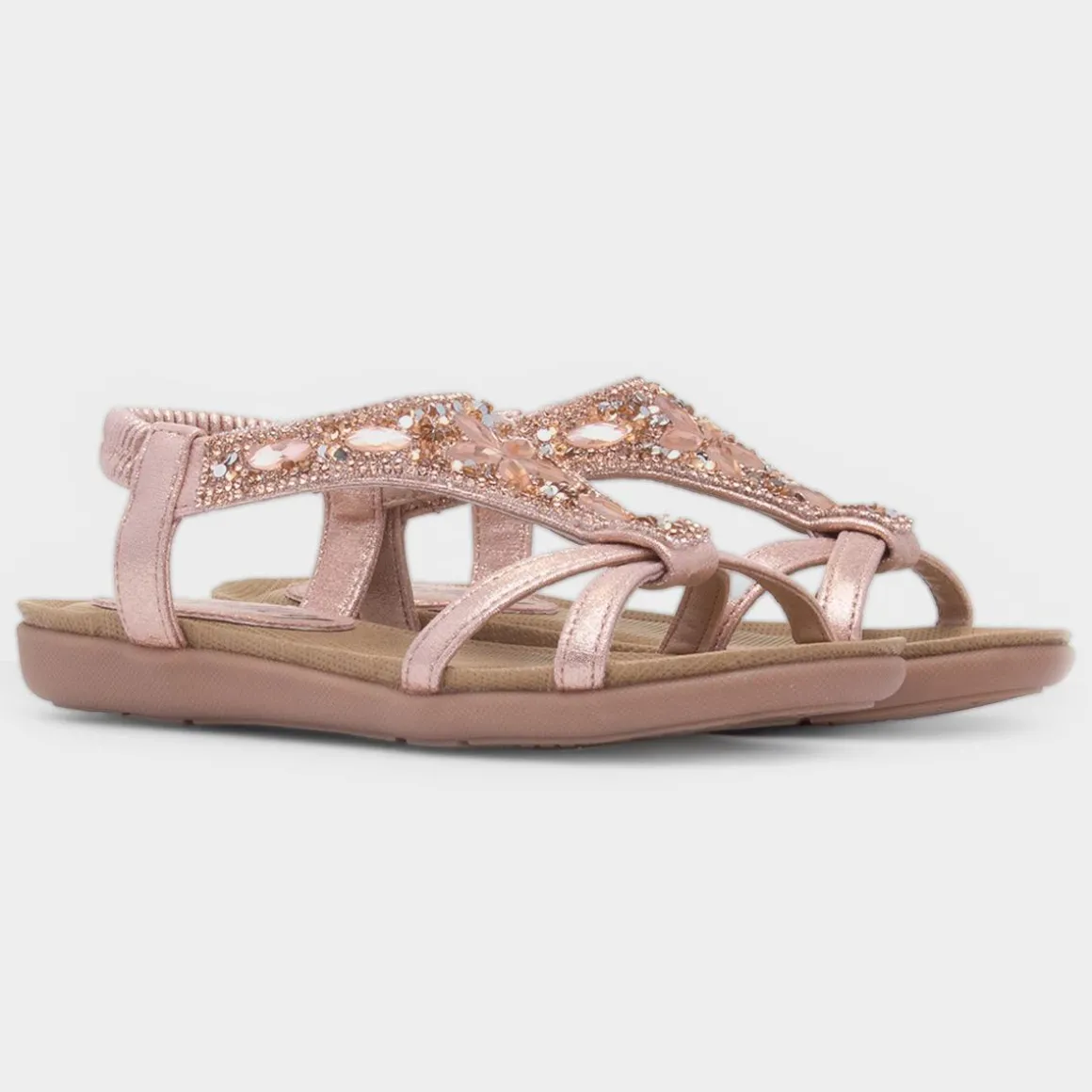 Lilley Candace Girls Rose Gold Diamante Sandal