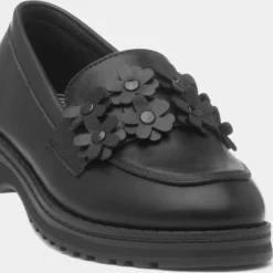 Lilley Cheslie Girls Black Multi Flower Loafer