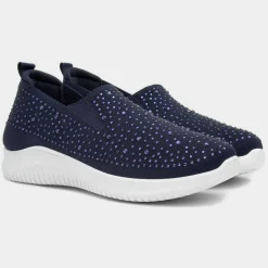 Lilley Drew Womens Navy Diamante Slip On Shoe